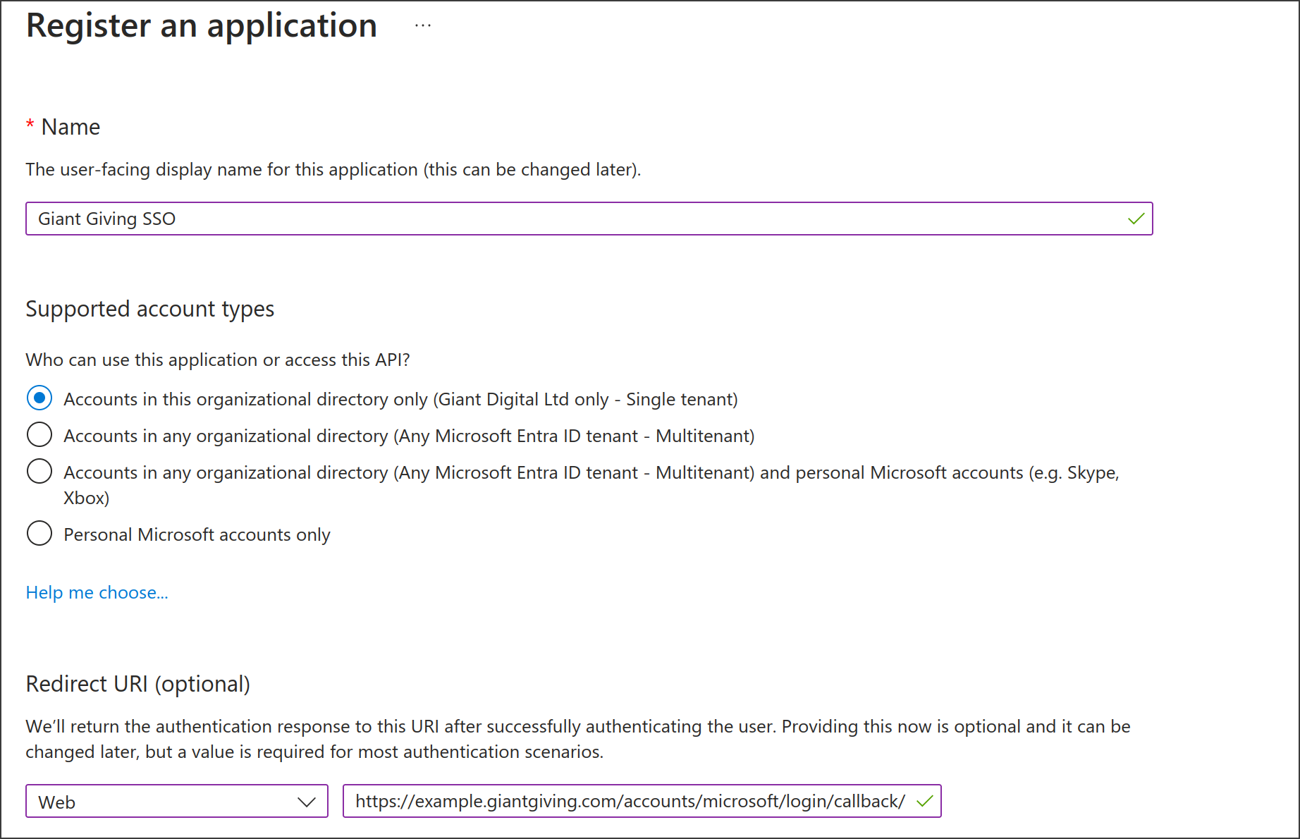 Register an application