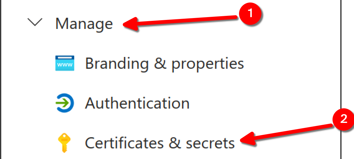 Certificates and Secrets